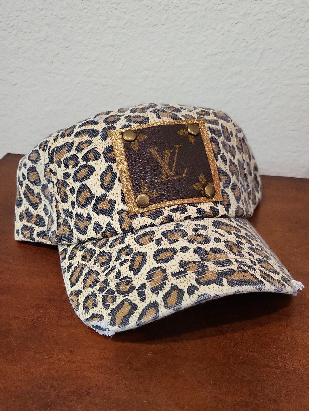 Upcycled Luxury leopard Ballcap Hat